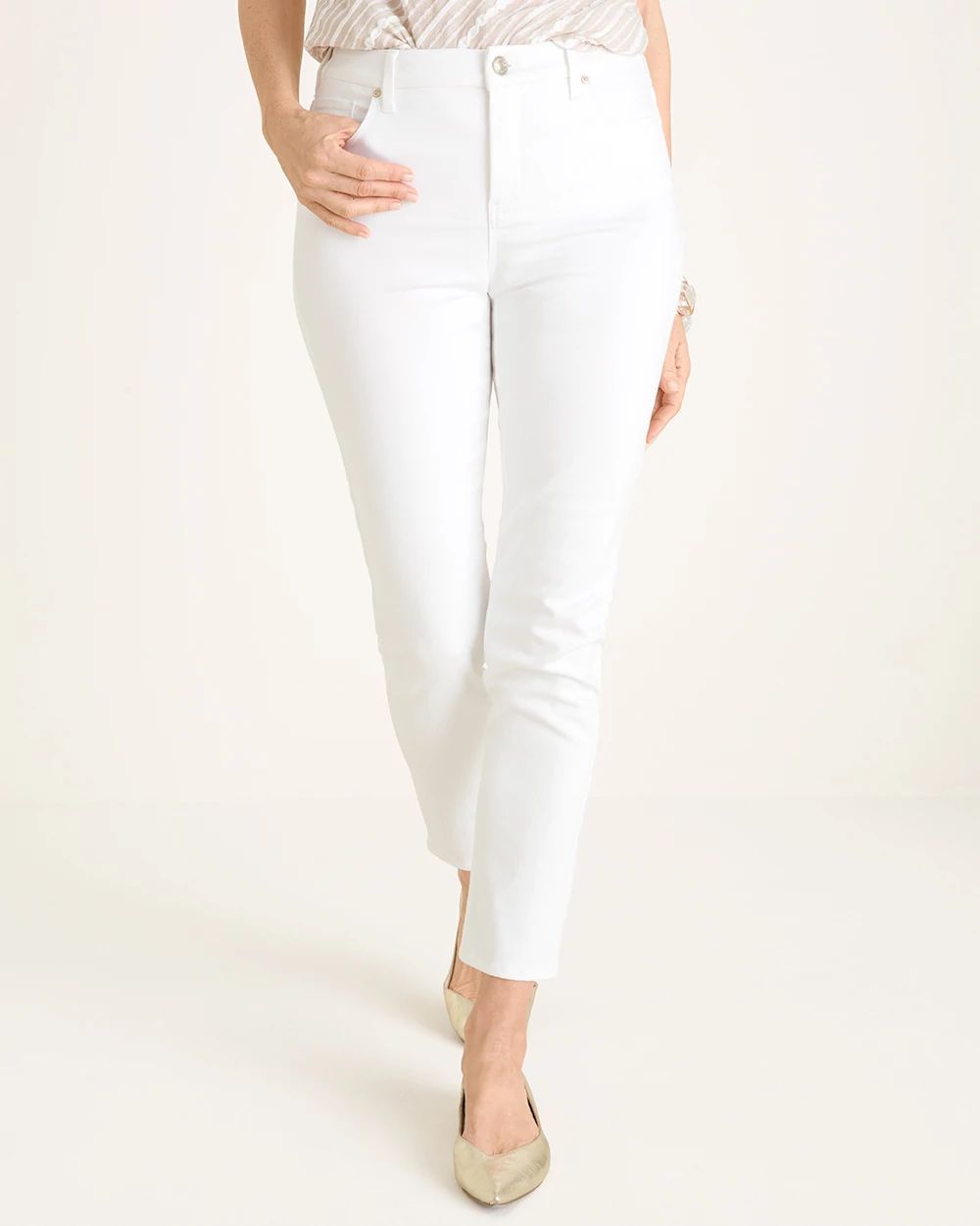 So Slimming No-Stain White Girlfriend Ankle Jeans | Chico's